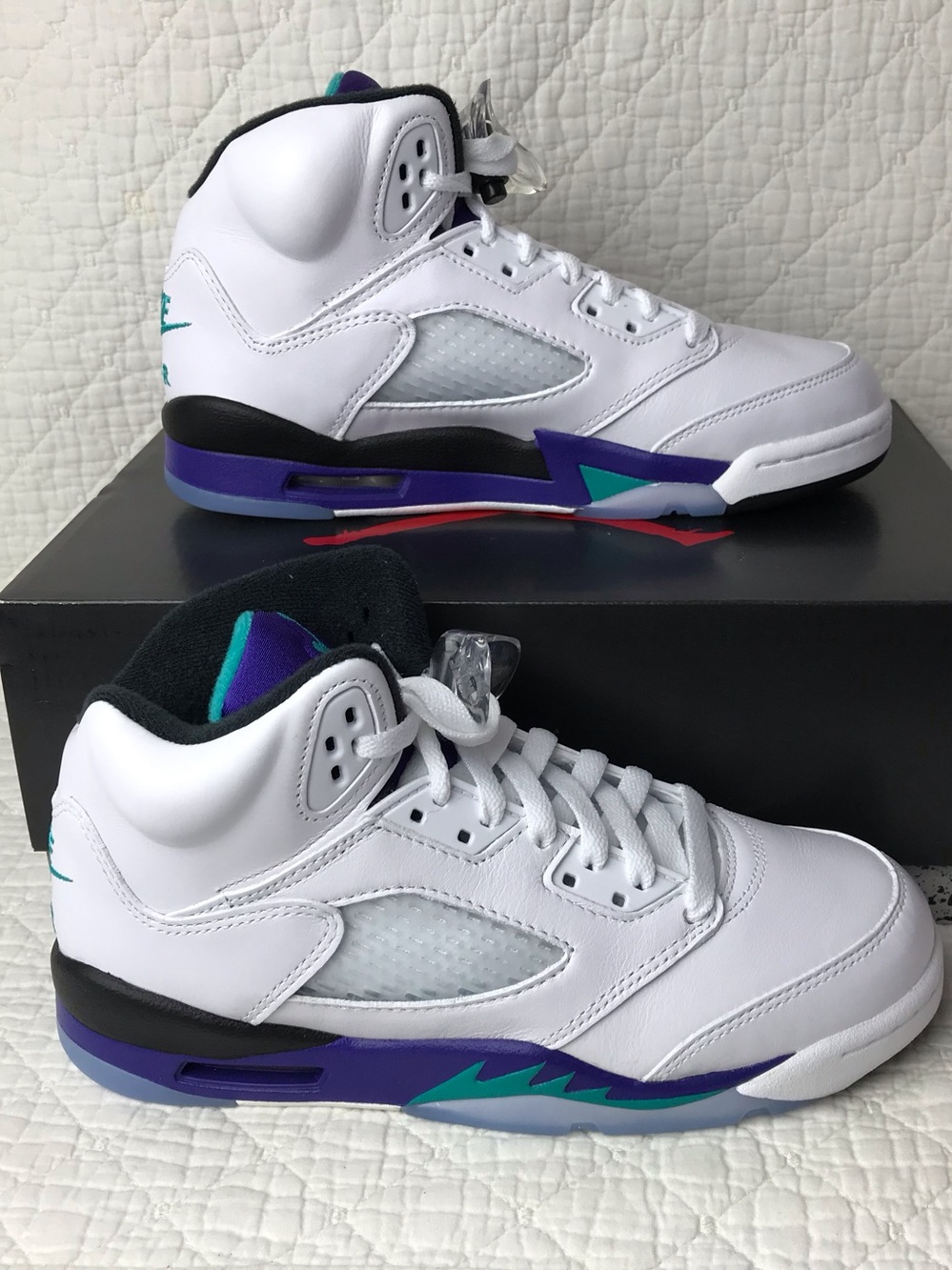 Nike Air Jordan 5 Retro OG (GS) Shoes Youth SZ 5Y White Grape HQ7980-100